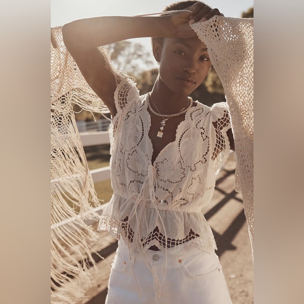 By Anthropologie Lace V-neck blouse